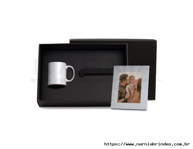 Kit Maes - Caneca Cer�mica Branca e Porta-Retrato + Caixa de Presente