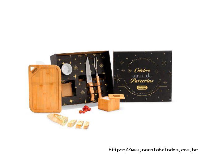 Kit Para Churrasco Em Bambu / Madeira / Inox - 5 Ps